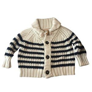 Bass 10 Baby Boys Fisherman Sweater Chunky Knit Striped Black White 18-24 Months